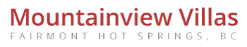 Mountainview Villas logo on red and grey text on a white background